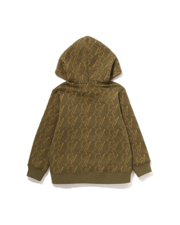 Sudadera Con Capucha Bape STA Quilting Zip Niños Verde | KMCIH-5863