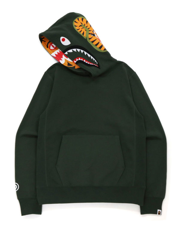 Sudadera Con Capucha Bape Shark Inside Tiger Pullover Hombre Verde Oscuro | GDVMP-8293