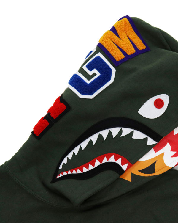 Sudadera Con Capucha Bape Shark Inside Tiger Pullover Hombre Verde Oscuro | GDVMP-8293