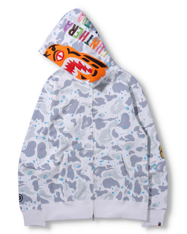 Sudadera Con Capucha Bape Space Camo Tiger Full Zip Hombre Blancas | QYAGM-8412