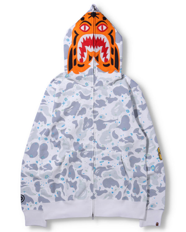 Sudadera Con Capucha Bape Space Camo Tiger Full Zip Hombre Blancas | QYAGM-8412