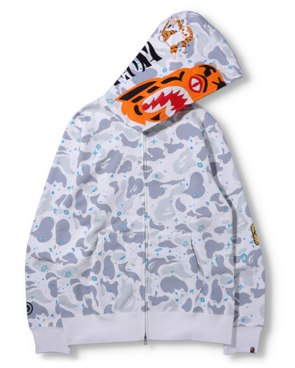 Sudadera Con Capucha Bape Space Camo Tiger Full Zip Hombre Blancas | QYAGM-8412