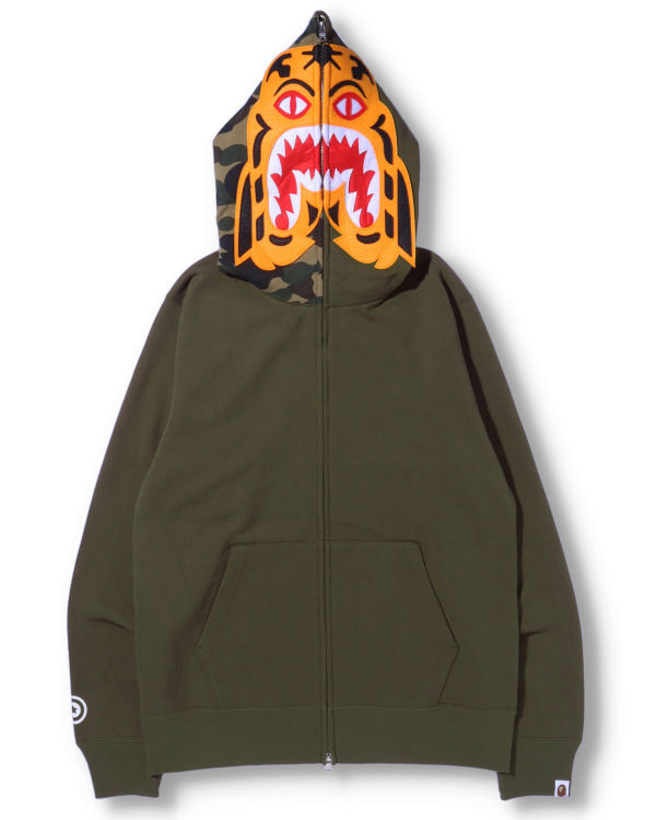 Sudadera Con Capucha Bape Tiger Full Zip Hombre Verde | SIVNB-4351