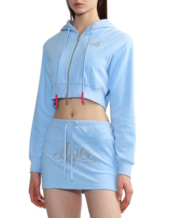 Sudadera Con Capucha Bape Towelling zip-up crop Mujer Azules | KRQZY-3502