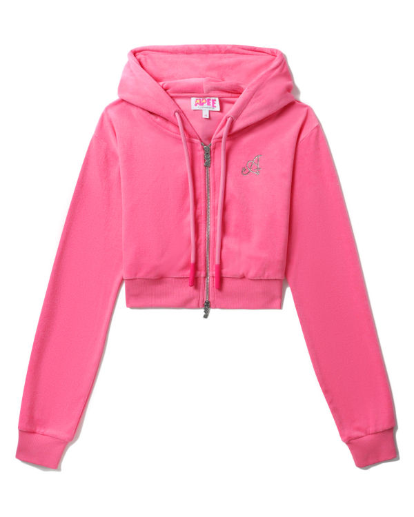 Sudadera Con Capucha Bape Towelling zip-up crop Mujer Rosas | ZRLWE-4397