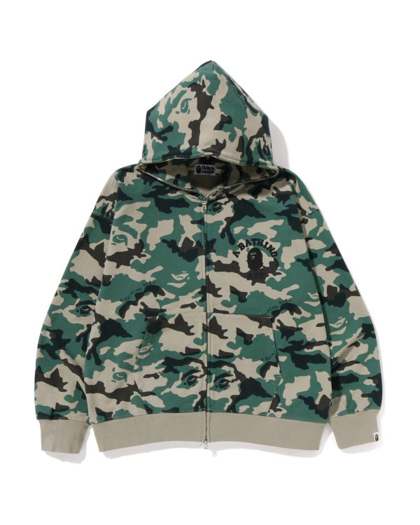 Sudadera Con Capucha Bape Woodland Camo Loose Fit Full Zip Hombre Verde | BWTXE-7924