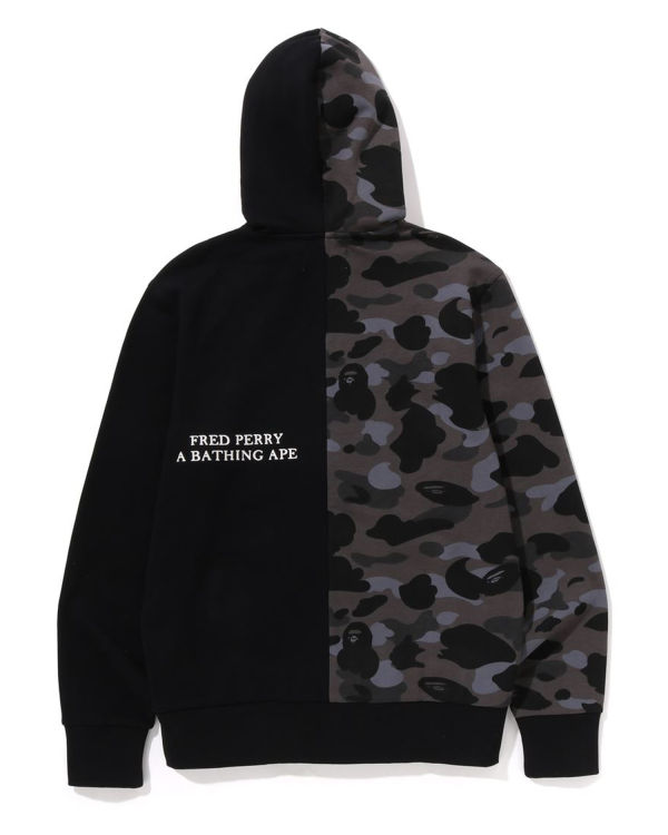 Sudadera Con Capucha Bape X Fred Perry Color Camo Zip Hombre Negras | FOPCK-6315