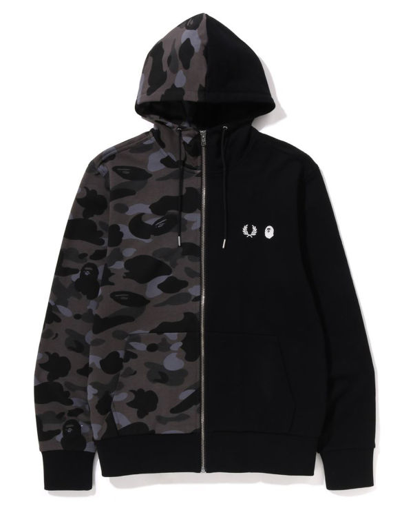 Sudadera Con Capucha Bape X Fred Perry Color Camo Zip Hombre Negras | FOPCK-6315