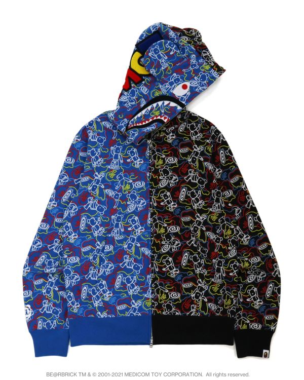 Sudadera Con Capucha Bape X Medicom Toy Camo BE@R Shark Half Full Zip Hombre Negras Azules | MHBGS-2840