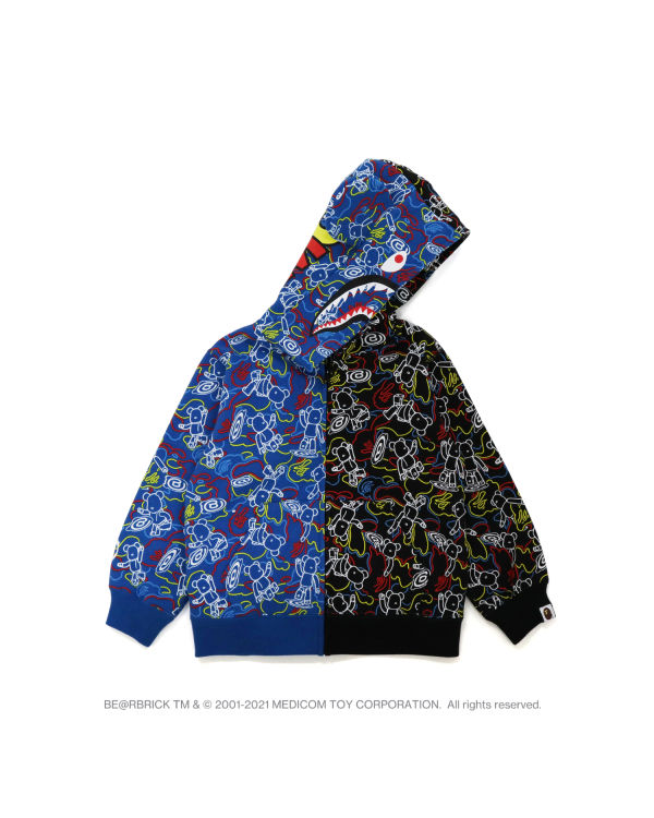 Sudadera Con Capucha Bape X Medicom Toy Camo BE@R Shark Half Zip Niños Negras Azules | UGJPF-9230