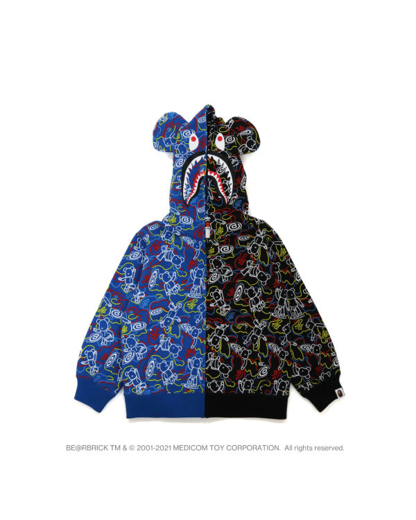 Sudadera Con Capucha Bape X Medicom Toy Camo BE@R Shark Half Zip Niños Negras Azules | UGJPF-9230