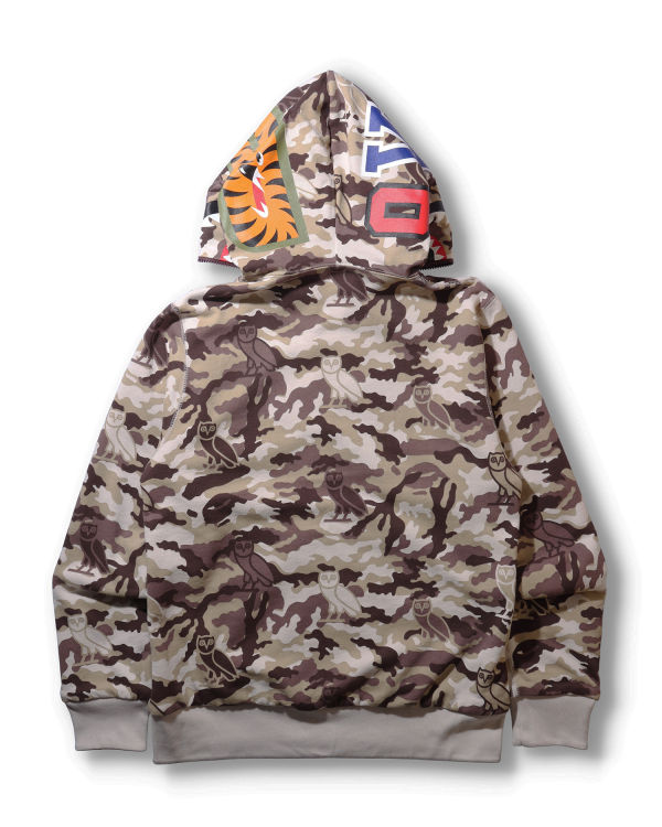 Sudadera Con Capucha Bape X OVO Woodland Camo Shark Reversible Full Zip Hombre Rojas Claro | XHWIY-8091