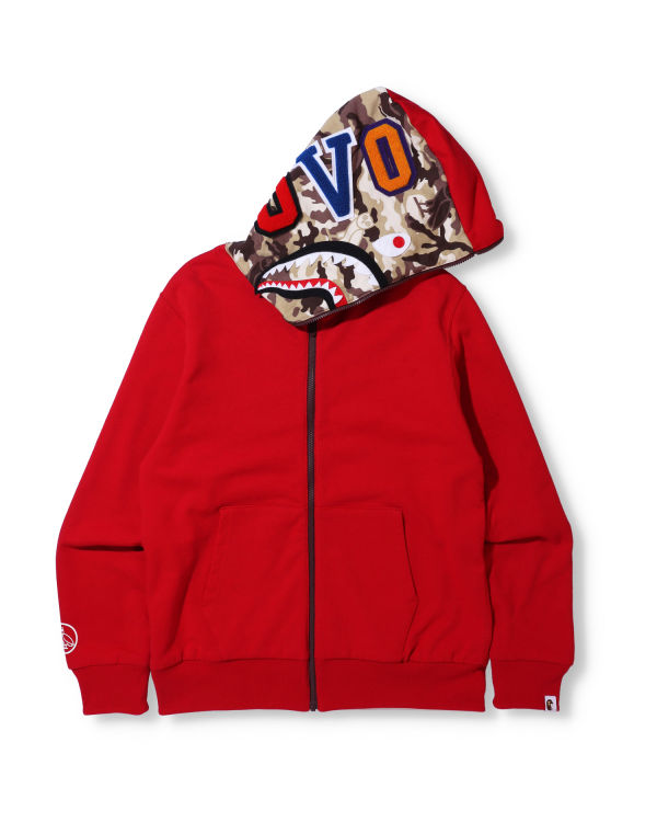 Sudadera Con Capucha Bape X OVO Woodland Camo Shark Reversible Full Zip Hombre Rojas Claro | XHWIY-8091