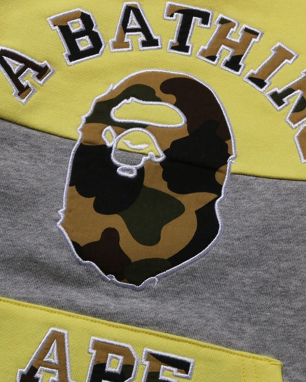 Sudaderas Bape 1st Camo College Patch Colourblock Crewneck Niños Amarillo | ABPOI-7498