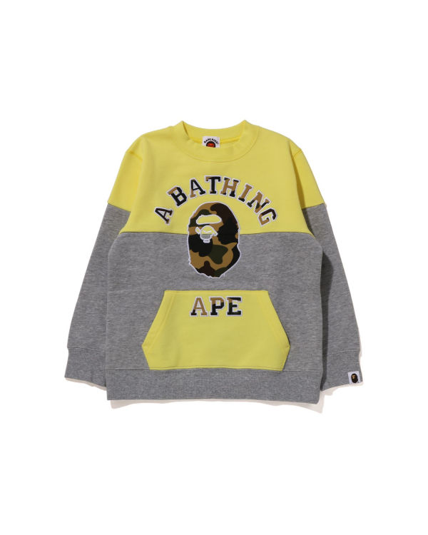 Sudaderas Bape 1st Camo College Patch Colourblock Crewneck Niños Amarillo | ABPOI-7498