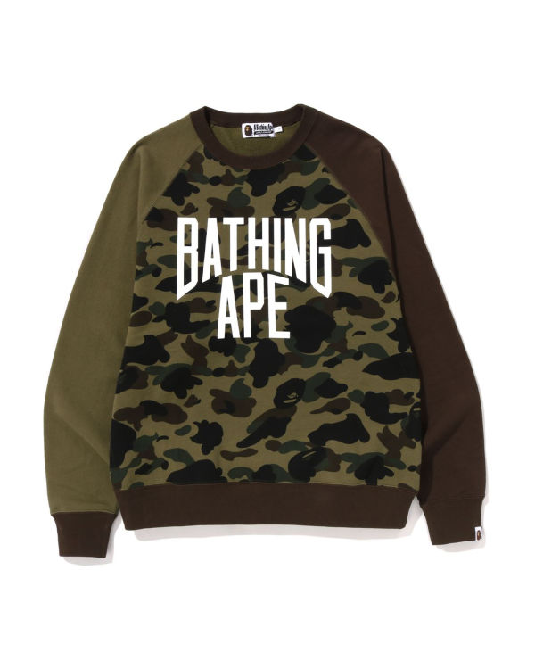 Sudaderas Bape 1st Camo Crazy Bathing Ape Relaxed Fit Crewneck Hombre Verde | EOCLI-5423