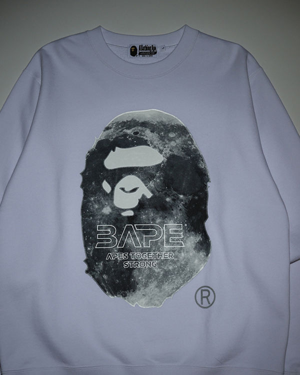 Sudaderas Bape Ape Head Moon Crewneck Hombre Blancas | BLIHE-4805