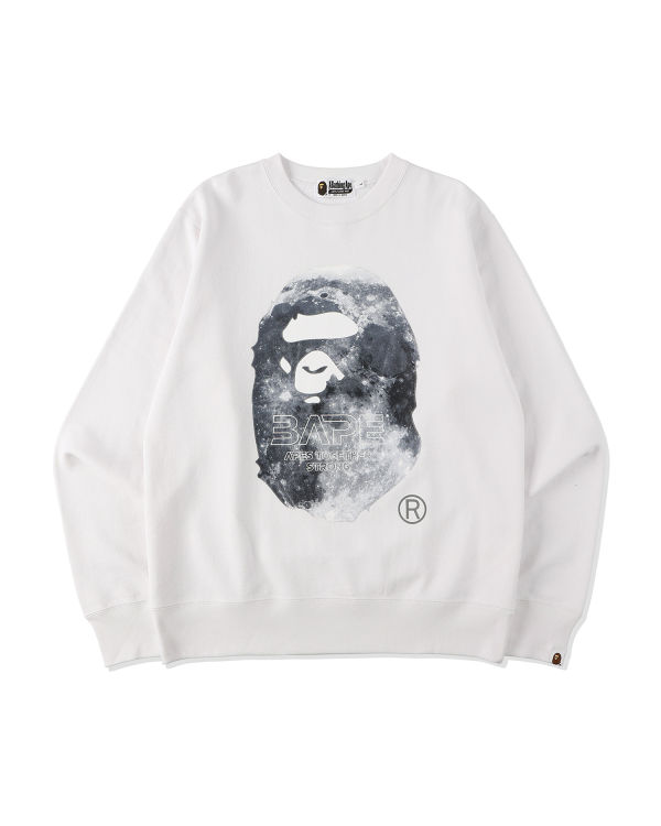 Sudaderas Bape Ape Head Moon Crewneck Hombre Blancas | BLIHE-4805