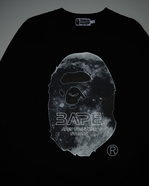 Sudaderas Bape Ape Head Moon Crewneck Hombre Negras | TSJBR-9834