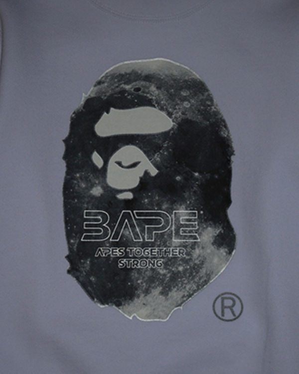 Sudaderas Bape Ape Head Moon Crewneck Niños Blancas | EYTUD-0614