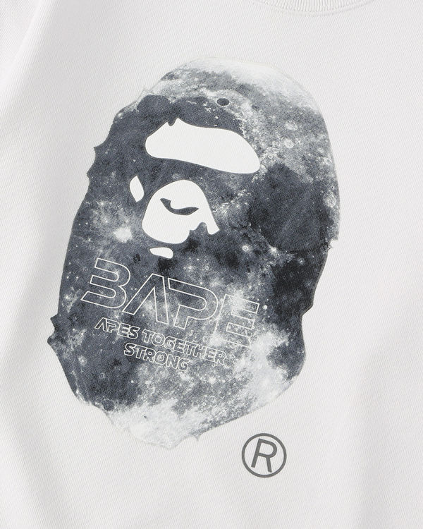 Sudaderas Bape Ape Head Moon Crewneck Niños Blancas | EYTUD-0614