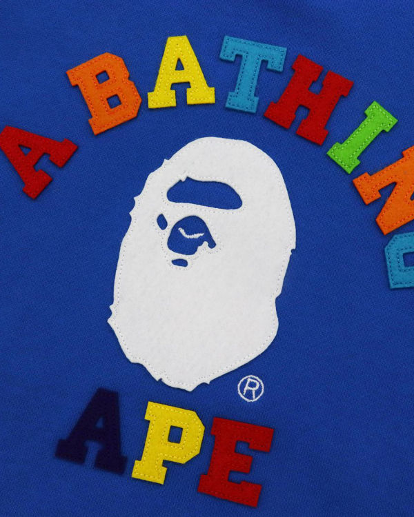 Sudaderas Bape College Applique Quilting Niños Azules | XHYNA-8102