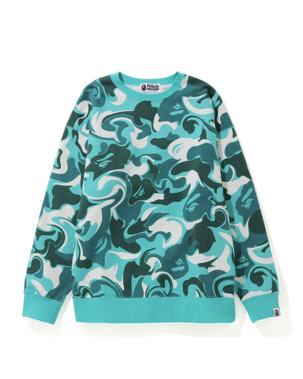 Sudaderas Bape Marble Camo Oversized Crewneck Mujer Verde Menta | NMSAV-3176