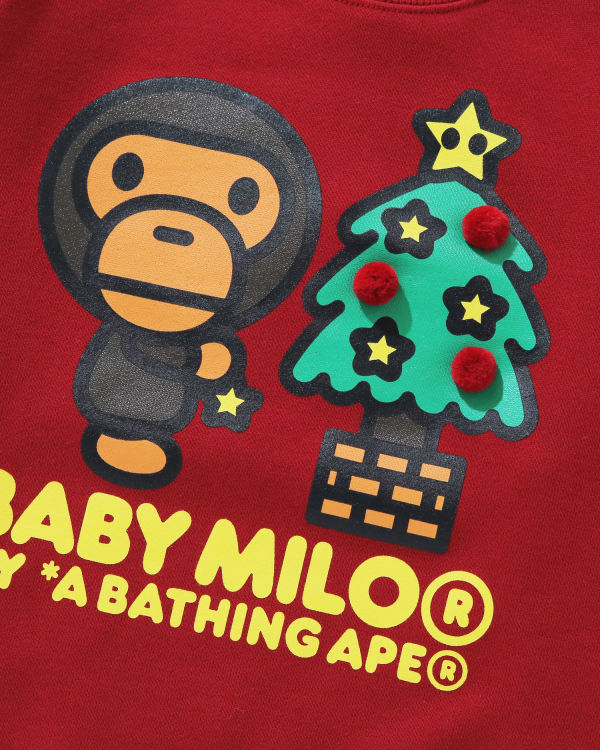 Sudaderas Bape Milo Christmas Tree Crewneck Niños Rojas Claro | XKHBS-9608