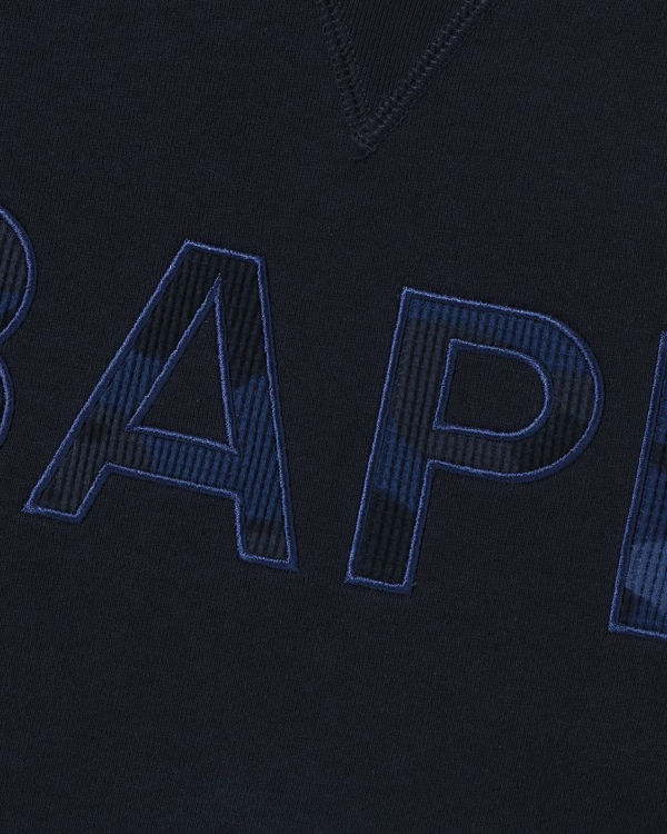 Sudaderas Bape Patch Relaxed Fit Crewneck Hombre Azul Marino Azules | WIKHX-7483