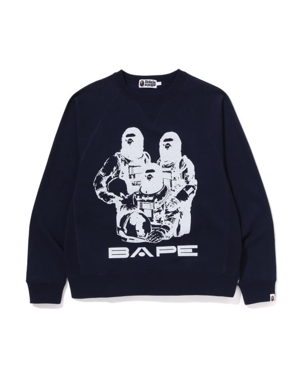 Sudaderas Bape Relaxed Fit Crewneck Hombre Azul Marino Azules | WIBQY-2108