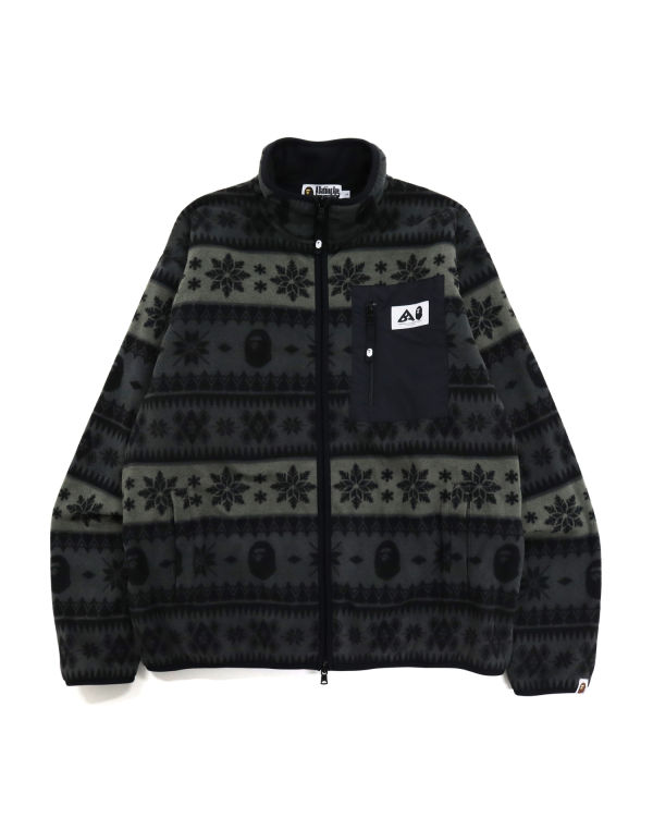 Sudaderas Bape Snow Pattern Relaxed Fit Zip Fleece Hombre Negras | EHSMD-8416