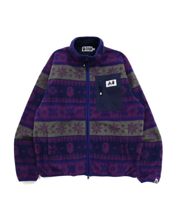 Sudaderas Bape Snow Pattern Relaxed Fit Zip Fleece Hombre Moradas | WOTAE-7023