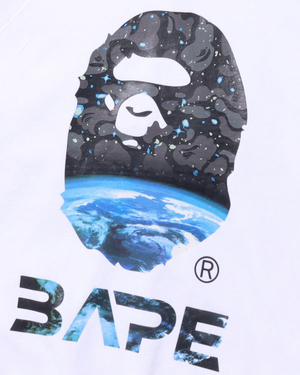 Sudaderas Bape Space Camo Ape Head Loose Fit Crewneck Hombre Blancas | SMFAV-6720