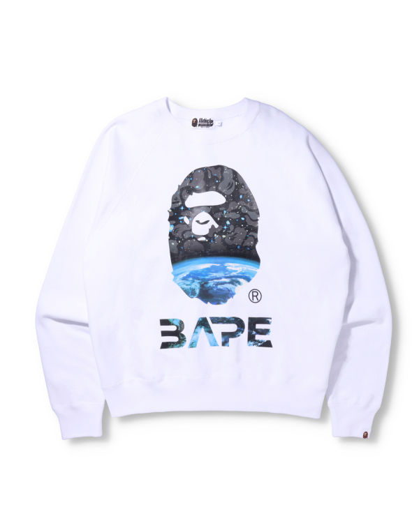 Sudaderas Bape Space Camo Ape Head Loose Fit Crewneck Hombre Blancas | SMFAV-6720