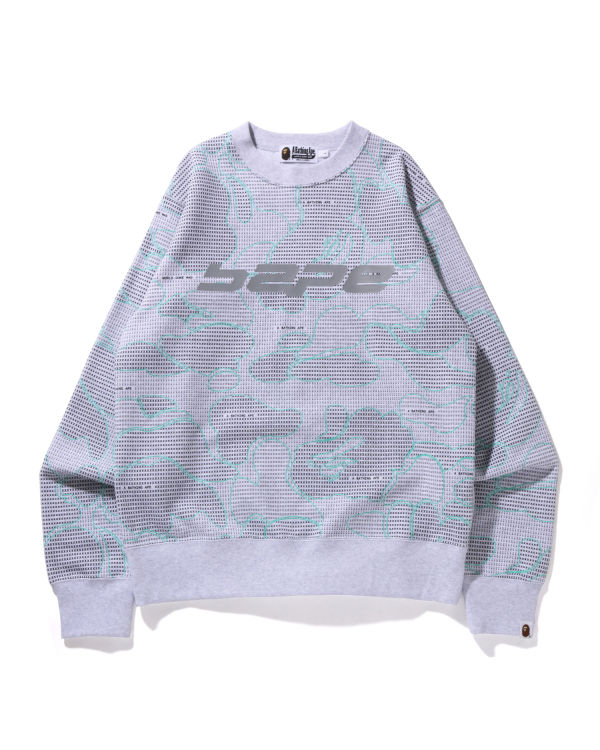 Sudaderas Bape Text Code Camo Crewneck Hombre Gris Claro | JOSFH-3950