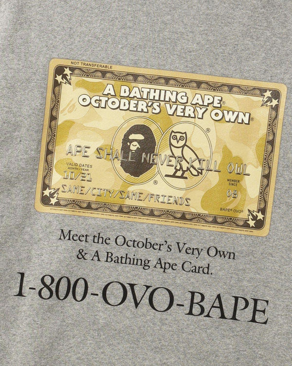 Sudaderas Bape X OVO Card Crew Neck Hombre Gris | HLIJU-2543