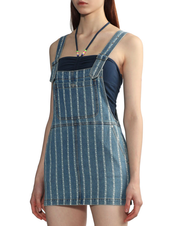 Vestido Bape A Rayas denim Mujer Azules | TEFPM-2863