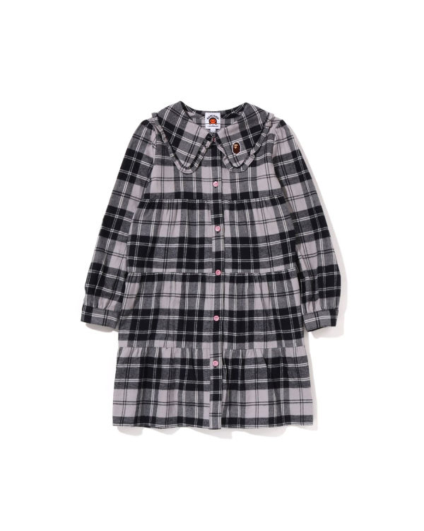 Vestido Bape Check Big Collar Onepiece Niños Gris | ODBXK-5370