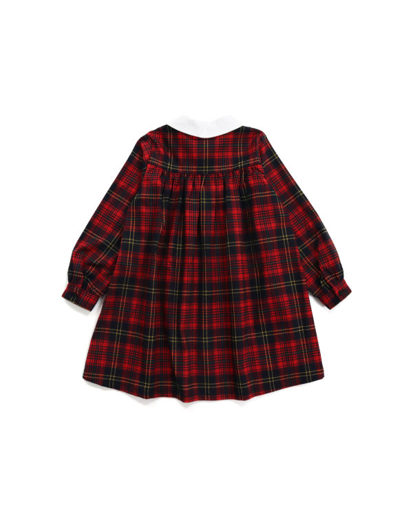 Vestido Bape Check Ribbon Onepiece Niños Rojas Claro | OLIQA-8347