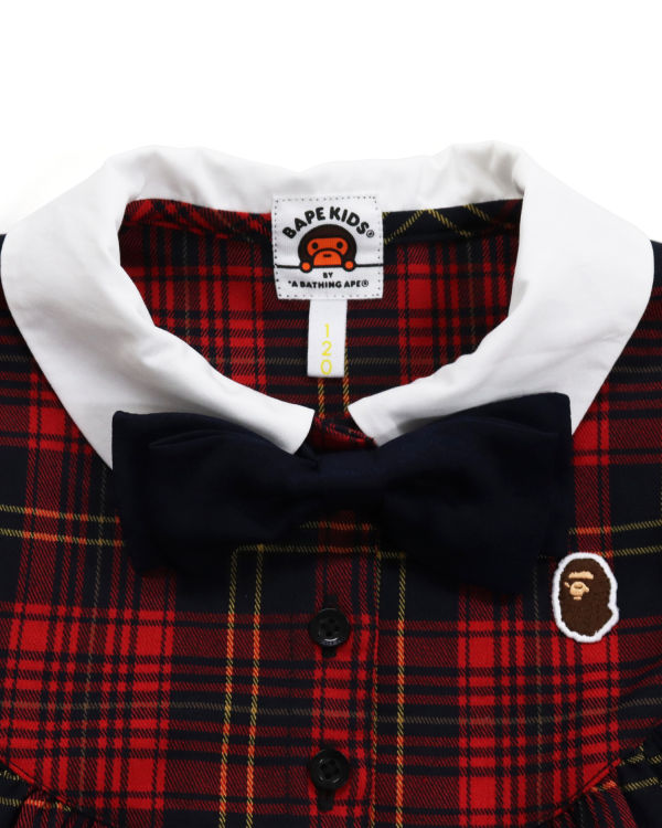 Vestido Bape Check Ribbon Onepiece Niños Rojas Claro | OLIQA-8347