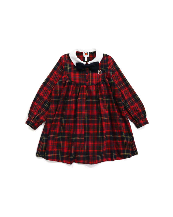 Vestido Bape Check Ribbon Onepiece Niños Rojas Claro | OLIQA-8347